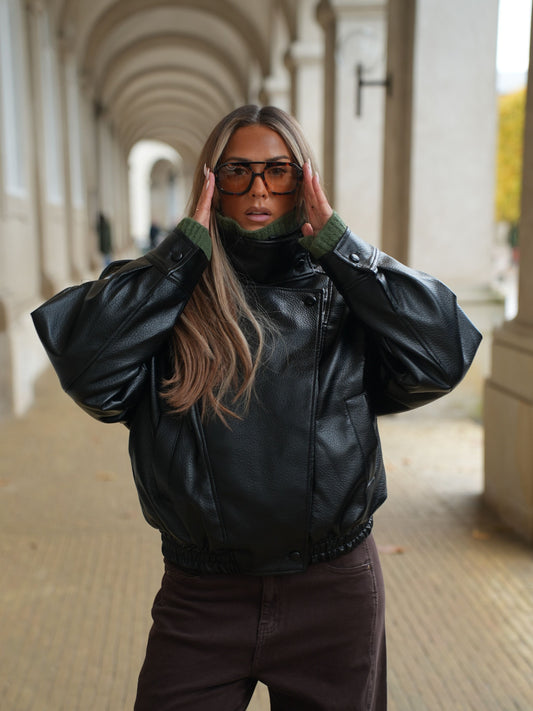Linea Pu High Neck Jacket - Black