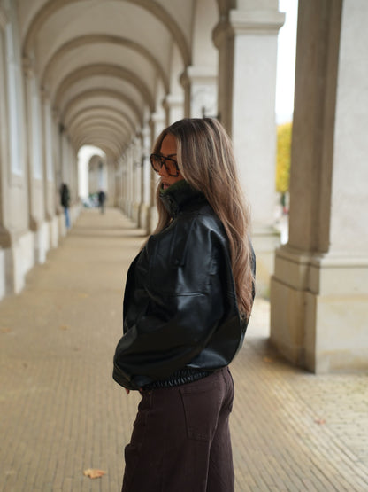 Linea Pu High Neck Jacket - Black