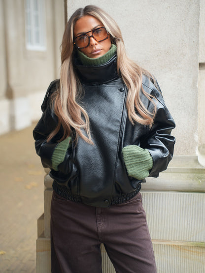 Linea Pu High Neck Jacket - Black